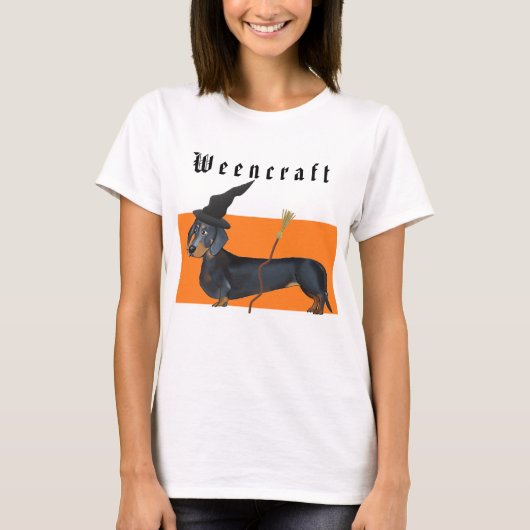 Weencraft Dackel-Hexe lustig T-Shirt (Vorderseite)