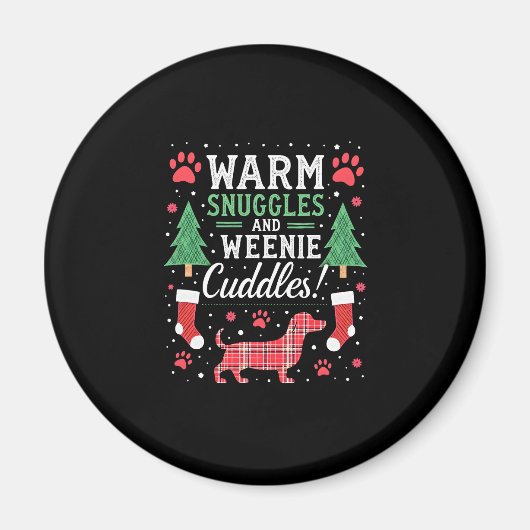 Weenie Dog Christmas Pajama Shirt Cute Weiner Ugly Magnet (Vorne)