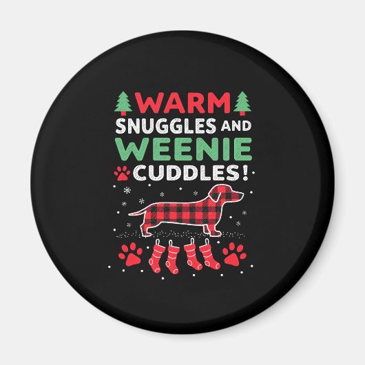 Weenie Dog Christmas Pajama Shirt Cute Weiner Ugly Magnet (Vorne)