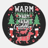 Weenie Dog Christmas Pajama Shirt Cute Weiner Ugly Runder Aufkleber (Vorderseite)