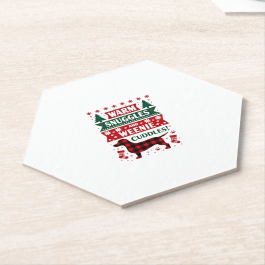 Weenie Dog Christmas Pajama Shirt Cute Weiner Ugly Untersetzer (angewinkelt)