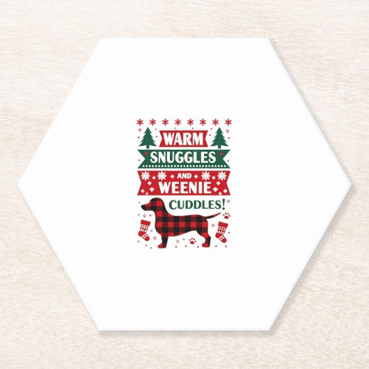 Weenie Dog Christmas Pajama Shirt Cute Weiner Ugly Untersetzer (Vorderseite)