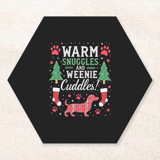 Weenie Dog Christmas Pajama Shirt Cute Weiner Ugly Untersetzer (Vorderseite)