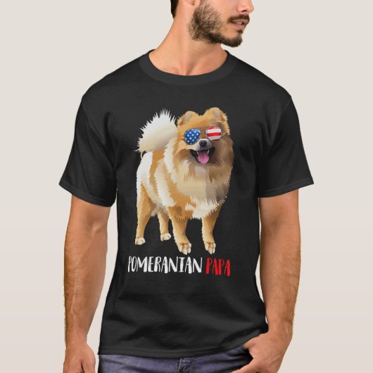 Weenie Papa Pomeranian Dad Dog Pomeranian T-Shirt (Vorderseite)