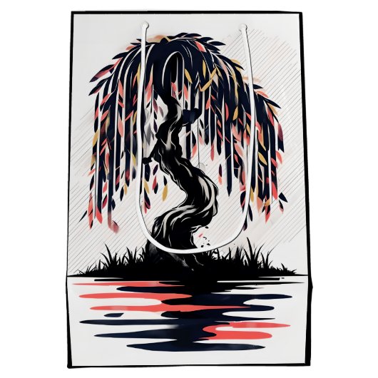 Weeping Fire Black Background Mittlere Geschenktüte (Rückseite)