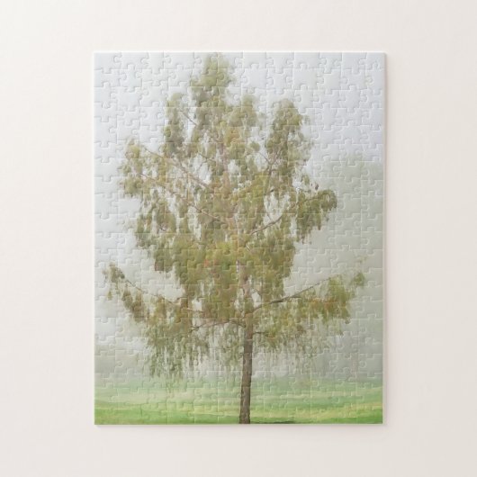 Weeping Tree Foggy Weather Fog Art Puzzle (Vertikal)
