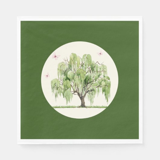 Weeping Williow Wedding Paper Napkin Serviette (Vorderseite)