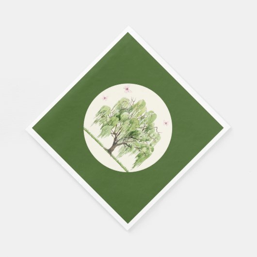 Weeping Williow Wedding Paper Napkin Serviette (Ecke)