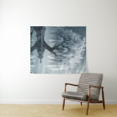 Weeping willow by a pond, black and white wandteppich (Beispiel (Horizontal))