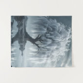 Weeping willow by a pond, black and white wandteppich (Vorderseite (Horizontal))