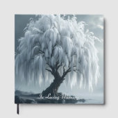 Weeping willow by a pond, black+white, condolence gästebuch (Vorderseite)