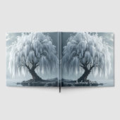 Weeping willow by a pond, black+white, condolence gästebuch (Voll)