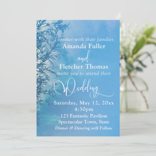 Weeping Willow Ethereal Dreamy Sky Wedding Einladung (Stehend Vorderseite)