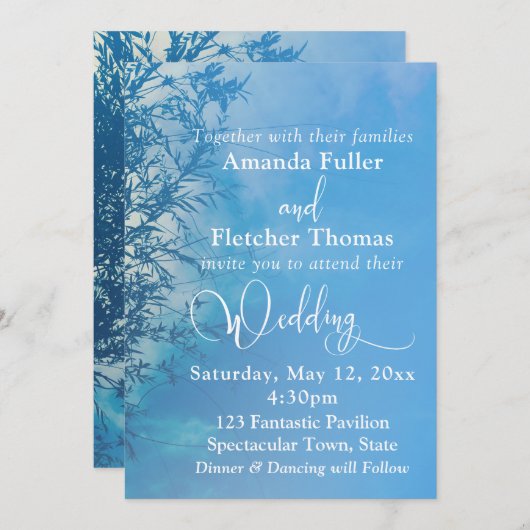 Weeping Willow Ethereal Dreamy Sky Wedding Einladung (Vorne/Hinten)