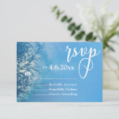 Weeping Willow Ethereal Dreamy Sky Wedding RSVP Karte (Stehend Vorderseite)