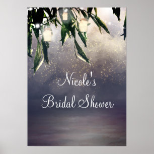 Weeping Willow Tree & Mason Jar Lights Banner Poster