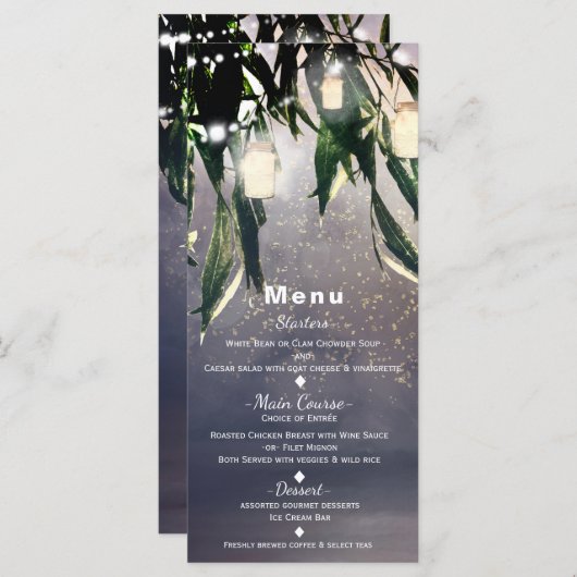 Weeping Willow Tree & Mason Jar Lights Menu Card Menükarte (Vorne/Hinten)