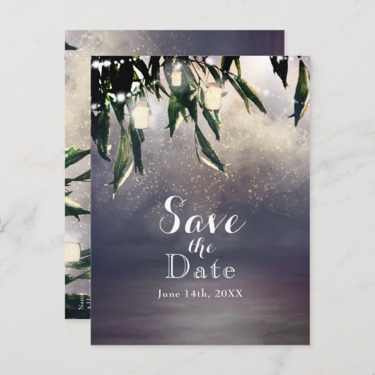 Weeping Willow Tree & Mason Jar Save the Date Ankündigungspostkarte (Vorne/Hinten)