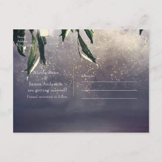 Weeping Willow Tree & Mason Jar Save the Date Ankündigungspostkarte (Rückseite)