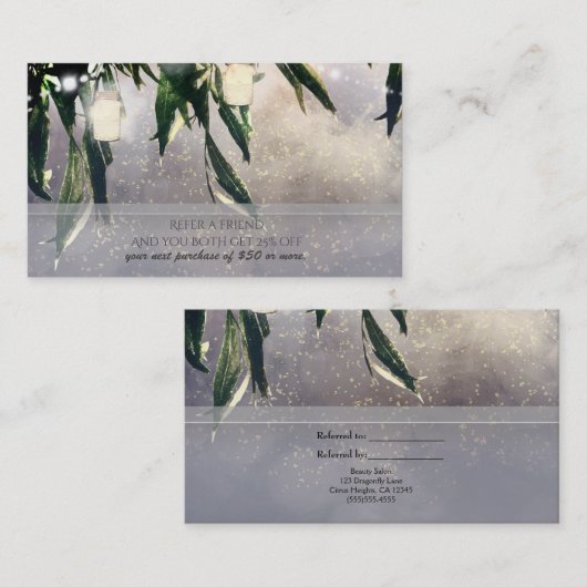 Weeping Willow Tree & Mason Jars Refer a Friend Empfehlungskarte (Vorne/Hinten)