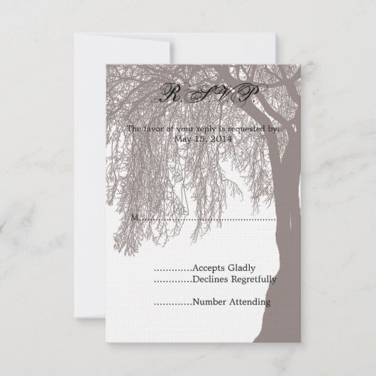 Weeping Willow Tree Wedding RSVP Karte (Vorderseite)