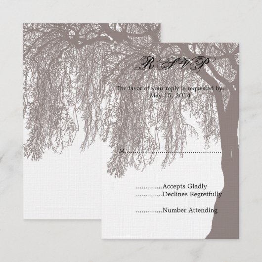 Weeping Willow Tree Wedding RSVP Karte (Vorne/Hinten)