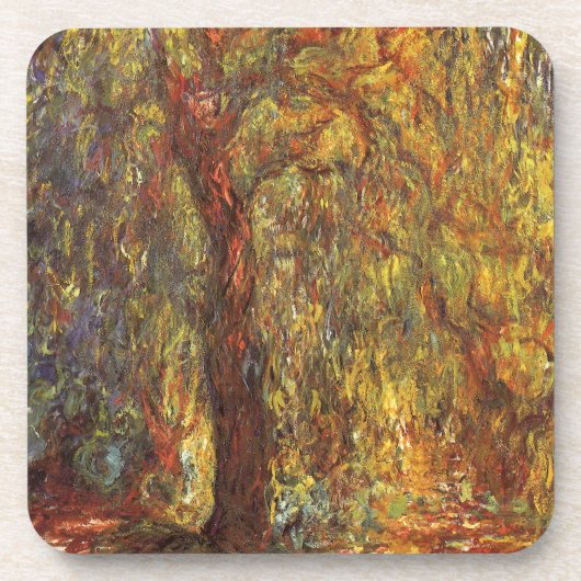 Weeping Willow von Claude Monet, Vintage Kunst Untersetzer (Vorderseite)