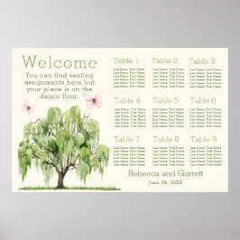 Weeping Willow Wedding Seating Chart 36"x24" Poster