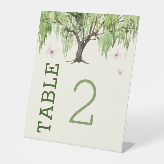 Weeping Willow Wedding Tischnummer Pedestal Sign Sockelschild (Vorderseite)