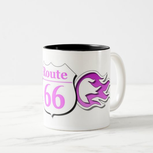 Weg 66 Schalen-Rosa-Flammen Zweifarbige Tasse (VorderseiteRechts)