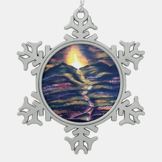 Weg des Lebens Schneeflocken Zinn-Ornament (Vorderseite)