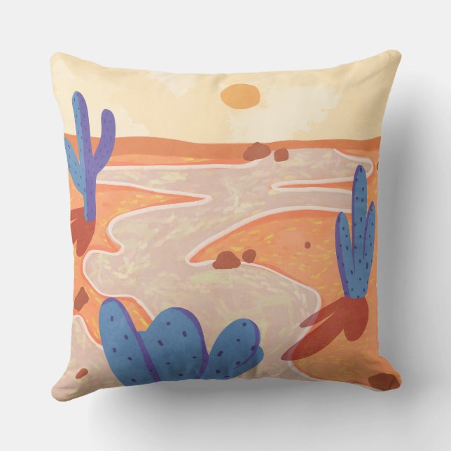 Weg durch die gemalte Wüste Kissen (Rückseite)
