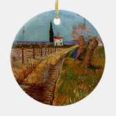 Weg durch ein Feld, Willows von Vincent van Gogh Keramik Ornament (Hinten)