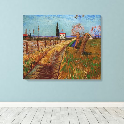 Weg durch ein Feld, Willows von Vincent van Gogh Leinwanddruck (Insitu (Holzboden))