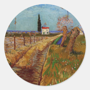 Weg durch ein Feld, Willows von Vincent van Gogh Runder Aufkleber