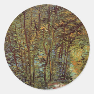 Weg im Wald von Vincent van Gogh Runder Aufkleber