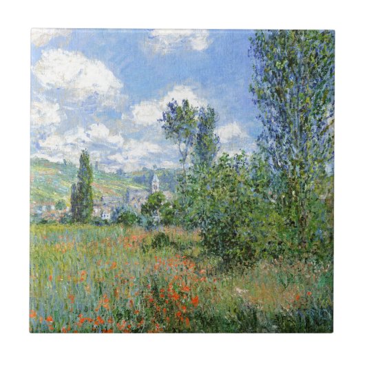 Weg in den Mohnfeldern - Claude Monet Fliese (Vorderseite)