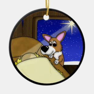 Weg in der Krippecorgi-Weihnachtsverzierung Keramik Ornament