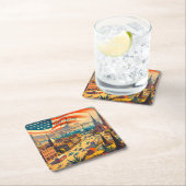 Weg in die USA Rechteckiger Pappuntersetzer (Vor Ort)