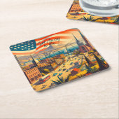 Weg in die USA Rechteckiger Pappuntersetzer (angewinkelt)