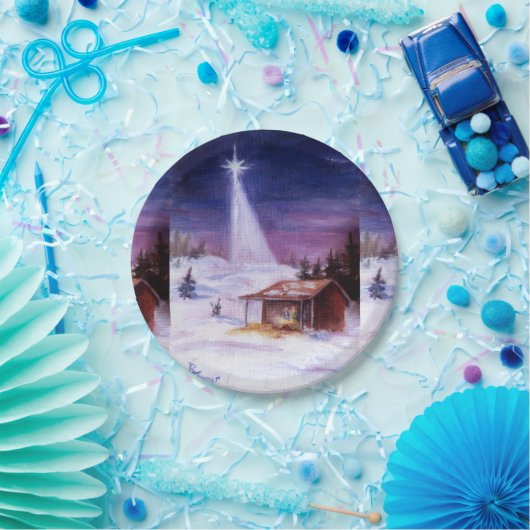 Weg in einer Krippe Pappteller (Party)