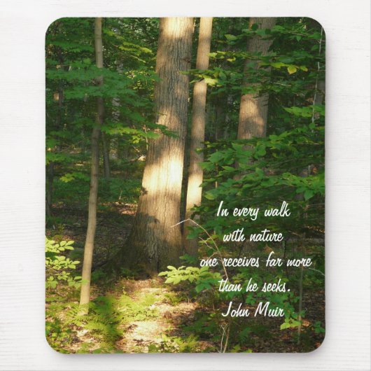 Weg mit Natur/Wald-Zitat Mousepad (Vorne)