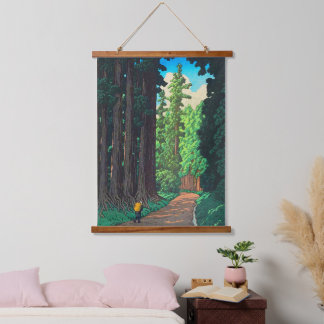 Weg nach Nikko durch Kawase Hasui, japanische Kuns Wandteppich Mit Holzrahmen