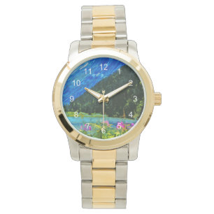 Weg nach Seward Alaska Abstrakter Impressionismus Armbanduhr