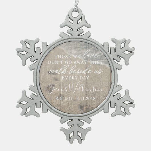 Weg neben uns Erinnerungsschneeflocke-Verzierung Schneeflocken Zinn-Ornament (Vorderseite)