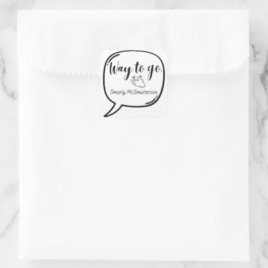 Weg, Smarty McSmarterson Quadratischer Aufkleber (Tasche)