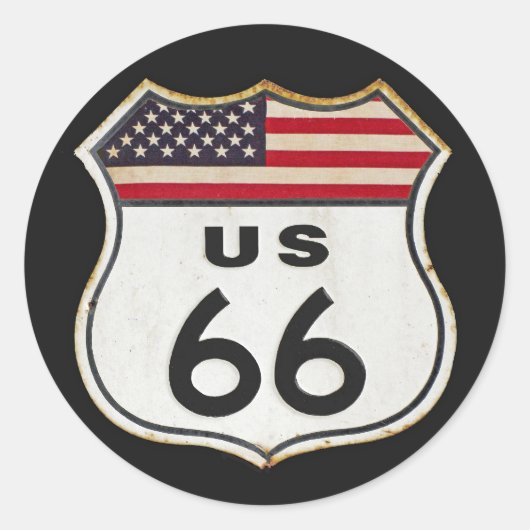 Weg US 66 Runder Aufkleber (Vorderseite)
