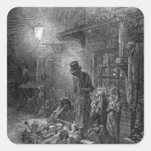 Weg vom Billingsgate Ansicht der Egge-Gasse Quadratischer Aufkleber