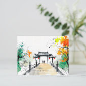 Weg zu einem Bergtempel Postkarte (Stehend Vorderseite)