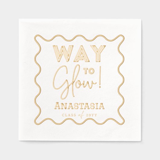Weg zu Glow Script Retro Wavy Graduation Party Servietten Mit Folie (Vorderseite)